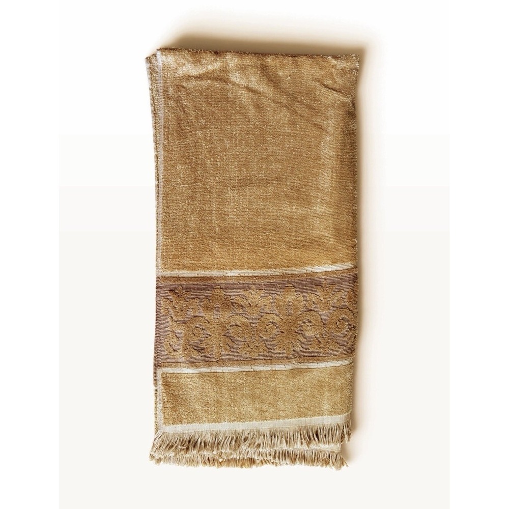 Vintage New NOS Sears All Cotton Fringe Bath Towel Camel 1960s 1970s MCM USA